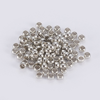 Brass Crimp Beads, Rondelle, Platinum, 4x1.5mm, Hole: 2.5mm, about 100pcs/bag