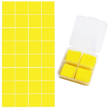 Square Silicone Glue Clay, for DIY Diamond Painting Stickers Kits, with Plastic Box, Yellow, 25x25mm, 32pcs/box