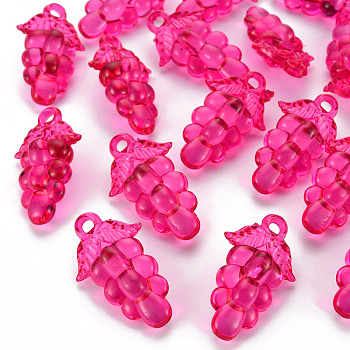 Autumn Theme Transparent Acrylic Beads, Grape, Camellia, 46x27x16.5mm, Hole: 3.5mm, about 101pcs/500g