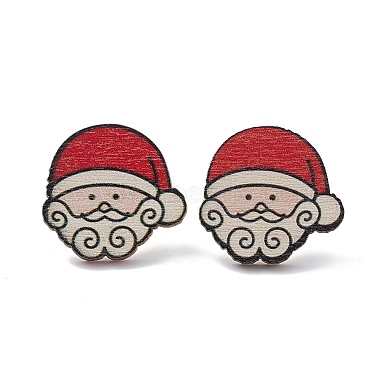 Christmas Printed Wooden Stud Earrings(EJEW-D046-05)-2