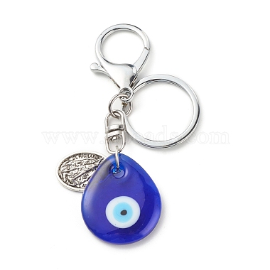 Dark Blue Teardrop Alloy Keychain