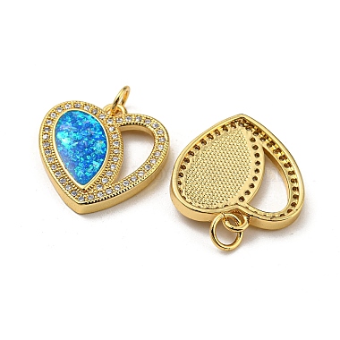 Valentine's Day Brass Micro Pave Cubic Zirconia with Synthetic Opal Pendants(KK-D096-02E-G)-2