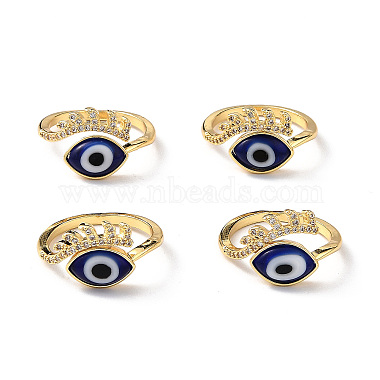Lampwork Evil Eye Cuff Ring with Clear Cubic Zirconia(RJEW-L104-04G-04)-2