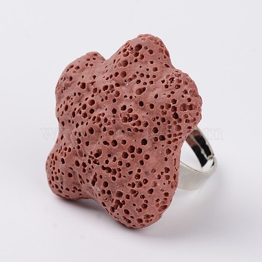 Adjustable Star Lava Rock Gemstone Finger Rings(RJEW-I007-06)-2
