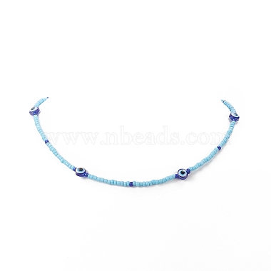 Resin Evil Eye & Glass Seed Beaded Necklace for Women(NJEW-JN04243)-5