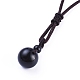 Natural Black Agate Pendant Necklaces(NJEW-P241-A14)-3