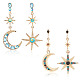 2 Sets 2 Styles Colorful Rhinestone Moon & Star Asymmetrical Earrings(EJEW-FI0001-22)-1