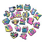 Retro Style PVC Cabochons, Mixed Shapes, Mixed Color, 22.5~31x23~31x3~4mm(KY-K016-01)