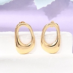 304 Stainless Steel Stud Earrings, Oval, Ion Plating(IP), Golden, 31x19mm(SA-CBAF6AD-22G)