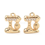 Brass Micro Pave Clear Cubic Zirconia Charms, Sewing Machine Charms, Nickel Free, Real 18K Gold Plated, 14x10.5x4.5mm, Hole: 1.4mm(KK-D261-02G)