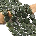 Natural TaiWan Jade Beads Strands, Flat Round, 15~15.5x6mm, Hole: 0.8~1mm, about 26pcs/strand, 15.55~15.71 inch(39.5~39.9cm)(G-L648-B01-15mm-01)