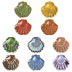 10Pcs 10 Colors Handmade Porcelain Beads, Fancy Antique Glazed Porcelain, Shell Shape, Mixed Color, 25~27x27~29.5x10.5~12mm, Hole: 2mm, 1pc/color(PORC-YW0001-55)