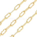 Brass Wavy Cable Chains, Soldered, with Spool, Cadmium Free & Lead Free, Rack Plating, Real 18K Gold Plated, 7x3x0.5mm(CHC-B026-01G)