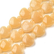 Natural Yellow Jade Beads Strands, Apple, 9x10.5x5mm, Hole: 1mm, about 35pcs/strand, 15.47''~15.67'' (39.3~39.8cm)(G-C062-A03-01)
