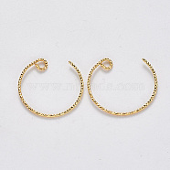 Brass Earring Hooks, Nickel Free, Real 18K Gold Plated, 21~22x21~22mm, Pin: 1mm, Hole: 2mm(KK-T049-026G-NF)