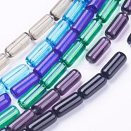 Transparent Glass Beads Strands, Tube, Mixed Color, 9x4mm, Hole: 0.5mm, about 32~33pcs/strand, 12 inch(GLAA-GST-M)