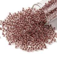TOHO Round Seed Beads, Japanese Seed Beads, (342) Inside Color Crystal/Indian Red Lined, 8/0, 3mm, Hole: 1mm, about 222pcs/10g(X-SEED-TR08-0342)