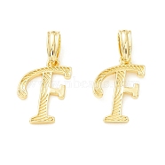 Rack Plating Eco-Friendly Brass Letter Pendants, Real 18K Gold Long-Lasting Plated, Cadmium Free & Lead Free, Letter.F, 17x12.5x1.4mm, Hole: 6.5x3.3mm(KK-K265-02G-F)