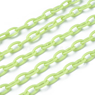 ABS Plastic Cable Chains, Oval, Pale Green, Link: 13x7~7.5x2mm, 15.35~15.74 inch(39~40cm)/strand(X-KY-E007-01D)