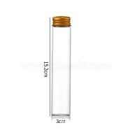 Clear Glass Bottles Bead Containers, Screw Top Bead Storage Tubes with Aluminum Cap, Column, Golden, 3x15cm, Capacity: 90ml(3.04fl. oz)(CON-WH0085-75I-02)