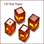 Imitation Austrian Crystal Beads, Grade AAA, Faceted, Cube, Dark Orange, 4x4x4mm(size within the error range of 0.5~1mm), Hole: 0.7~0.9mm(SWAR-F074-4x4mm-12)