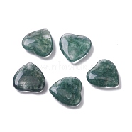 Glass Imitation Moss Agate Beads, No Hole/Undrilled, Heart, Green, 20~20.5x20~20.5x6~7.5mm(G-F711-06)