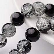 Crackle Glass Beads Strands, Round, Black, 10mm, Hole: 1.3~1.6mm, about 80pcs/strand, 31.4 inch(X-CCG-Q002-10mm-11)