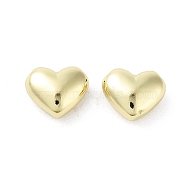 Rack Plating Heart Brass Beads, Cadmium Free & Lead Free, Long-Lasting Plated, Real 18K Gold Plated, 8x10x5mm, Hole: 1.6mm(KK-E102-24G)