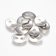 304 Stainless Steel Button, Oval, Stainless Steel Color, 13.5x10.5x1.5mm, Hole: 2mm(STAS-K149-18P)