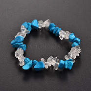 Chips Gemstone Beaded Stretch Bracelets, Synthetic Turquoise, 50mm(BJEW-JB01825-04)
