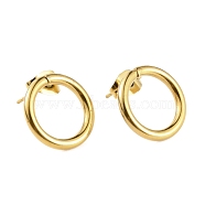 304 Stainless Steel Ring Stud Earrings for Woman, Golden, 14x2mm, Pin: 0.6mm(EJEW-WH0270-51G)