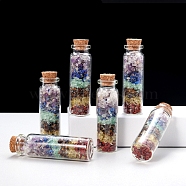 Transparent Glass Wishing Bottle Decoration, with Chakra Natural Gemstone Drift Chips inside, for Home Desktop Decor, 70~80mm(PW-WG92605-01)