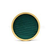 Velvet & Bamboo Jewelry Display Tray, Jewelry Organizer Holder for Necklace Rings Pendants Storage, Round, Green, 30x4.5cm(PW-WG82846-01)