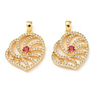 Brass Micro Pave Cubic Zirconia Pendants, Real 18K Gold Plated, 19x19x4mm, Hole: 3x3mm(KK-Q809-04G)