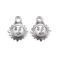 304 Stainless Steel Charms, Sun, Stainless Steel Color, 15.5x12.5x2.5mm, Hole: 2mm(STAS-F039-48-P)