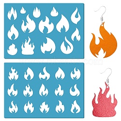 Acrylic Earring Handwork Template, Card Leather Cutting Stencils, Deep Sky Blue, Fire, 130x90x2mm, 2pcs/set(DIY-WH0359-081)