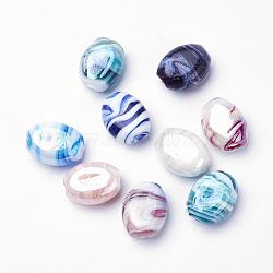 Handmade Lampwork Beads, Oval, Mixed Color, 21x17x12mm, Hole: 1~3mm(LAMP-R540-M)