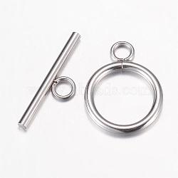 Tarnish Resistant 304 Stainless Steel Toggle Clasps, Stainless Steel Color, Ring: 20.5x15.5x2mm, Hole: 3mm, Bar: 23x7x2mm, Hole: 3mm(STAS-G071-36P)