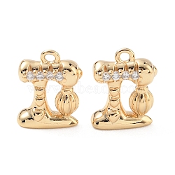 Brass Micro Pave Clear Cubic Zirconia Charms, Sewing Machine Charms, Nickel Free, Real 18K Gold Plated, 14x10.5x4.5mm, Hole: 1.4mm(KK-D261-02G)