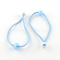 Hair Accessories Elastic Fibre Hair Ties, Ponytail Holder, with Acrylic Beads, Light Sky Blue, 170x2mm, about 100pcs/bundle(OHAR-S184-07)