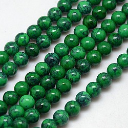 Synthetic Fossil Beads Strands, Dyed & Heated, Round, Dark Green, 6mm, Hole: 1mm, about 62pcs/strand, 15.7 inch(G-L028-6mm-08)