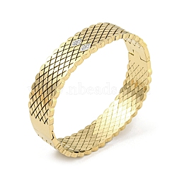 304 Stainless Steel Pave Crystal Rhinestone Hollow Out Hinged Bangles for Women, Golden, 5/8 inch(1.5cm), Inner Diameter: 2-1/4x5/8 inch(5.8x5cm)(BJEW-D044-07A-G)