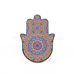 Porcelain Cup Mats, Coasters, with Anti-slip Cork Bottom, Water Absorption Heat Insulation, Hamsa Hand/Hand of Miriam, Coral, 150x100mm(PORC-PW0001-074D)