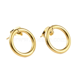 304 Stainless Steel Ring Stud Earrings for Woman, Golden, 14x2mm, Pin: 0.6mm(EJEW-WH0270-51G)