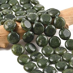 Natural TaiWan Jade Beads Strands, Flat Round, 15~15.5x6mm, Hole: 0.8~1mm, about 26pcs/strand, 15.55~15.71 inch(39.5~39.9cm)(G-L648-B01-15mm-01)