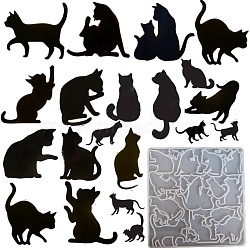 Cat Shape DIY Silicone Pendant Molds, Resin Casting Molds, for UV Resin, Epoxy Resin Jewelry Making, White, 192x187mm(PW-WG25137-01)