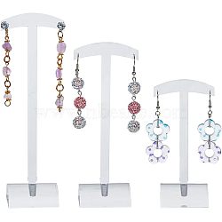 3 Sizes Transparent Acrylic T-Bar Riser Earring Display Stands, Earring Holder with Arch Base, Clear, Finish Holder: 4x3x10.4~14.7cm, about 1 size/pc, 3pcs/set(EDIS-WH0029-21)