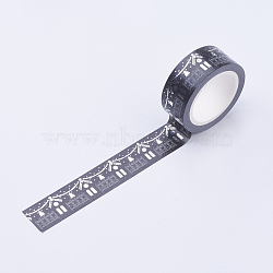 DIY Scrapbook Decorative Paper Tapes, Adhesive Tapes, Christmas Bell, Black, 15mm(DIY-F014-A05)