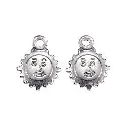 Tarnish Resistant 304 Stainless Steel Charms, Sun, Stainless Steel Color, 15.5x12.5x2.5mm, Hole: 2mm(STAS-F039-48-P)