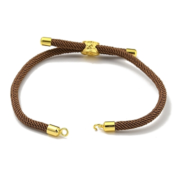 Nylon Cords Bracelet Makings Fit for Connector Charms, with Golden Brass Tree Slider Beads, Long-Lasting Plated, Camel, 8-5/8 inch(22cm), Hole: 1.9mm